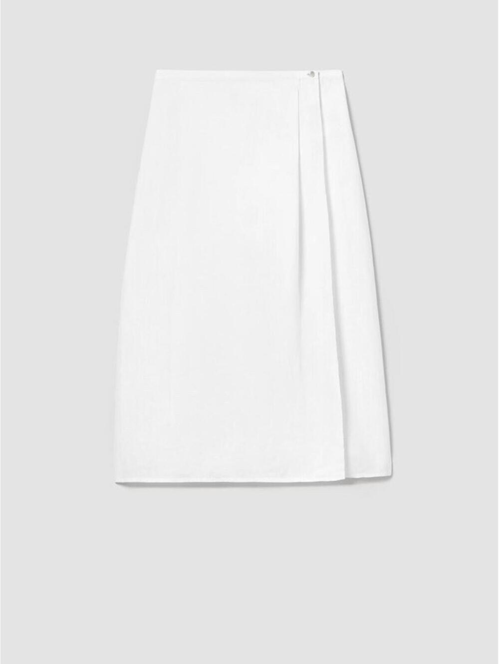 Eileen Fisher White Organic Linen Wrap Skirt Size L NWT
